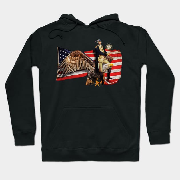 George Washington Riding Bald Eagle American Flag Hoodie by HolidayoftheWeek